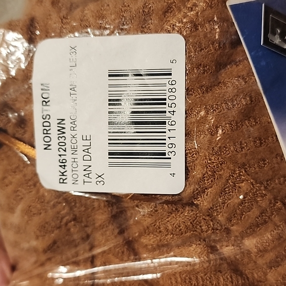 NWT Abound Notched Waffle Knit Raglan Sleeve Top Tan Dale sz 3x - Picture 3 of 3